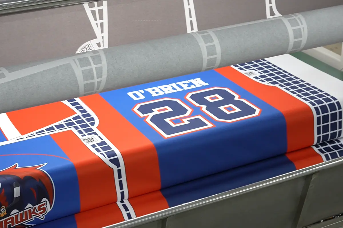 Printed jersey panel with a player name and number
