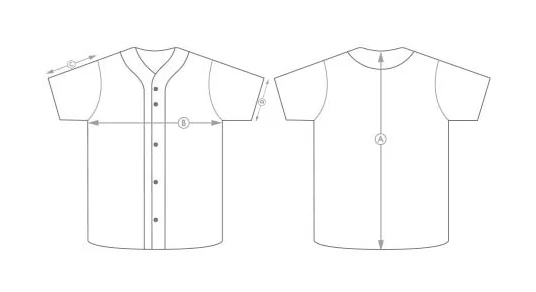 Baseball jersey measurement diagram