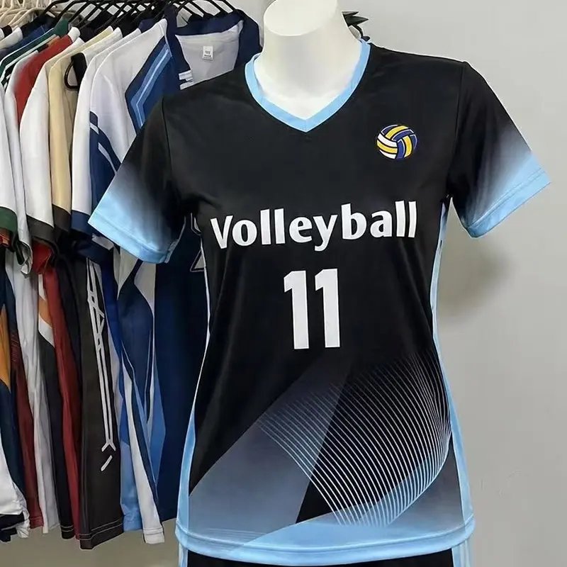 Black and light blue volleyball jersey with number 11