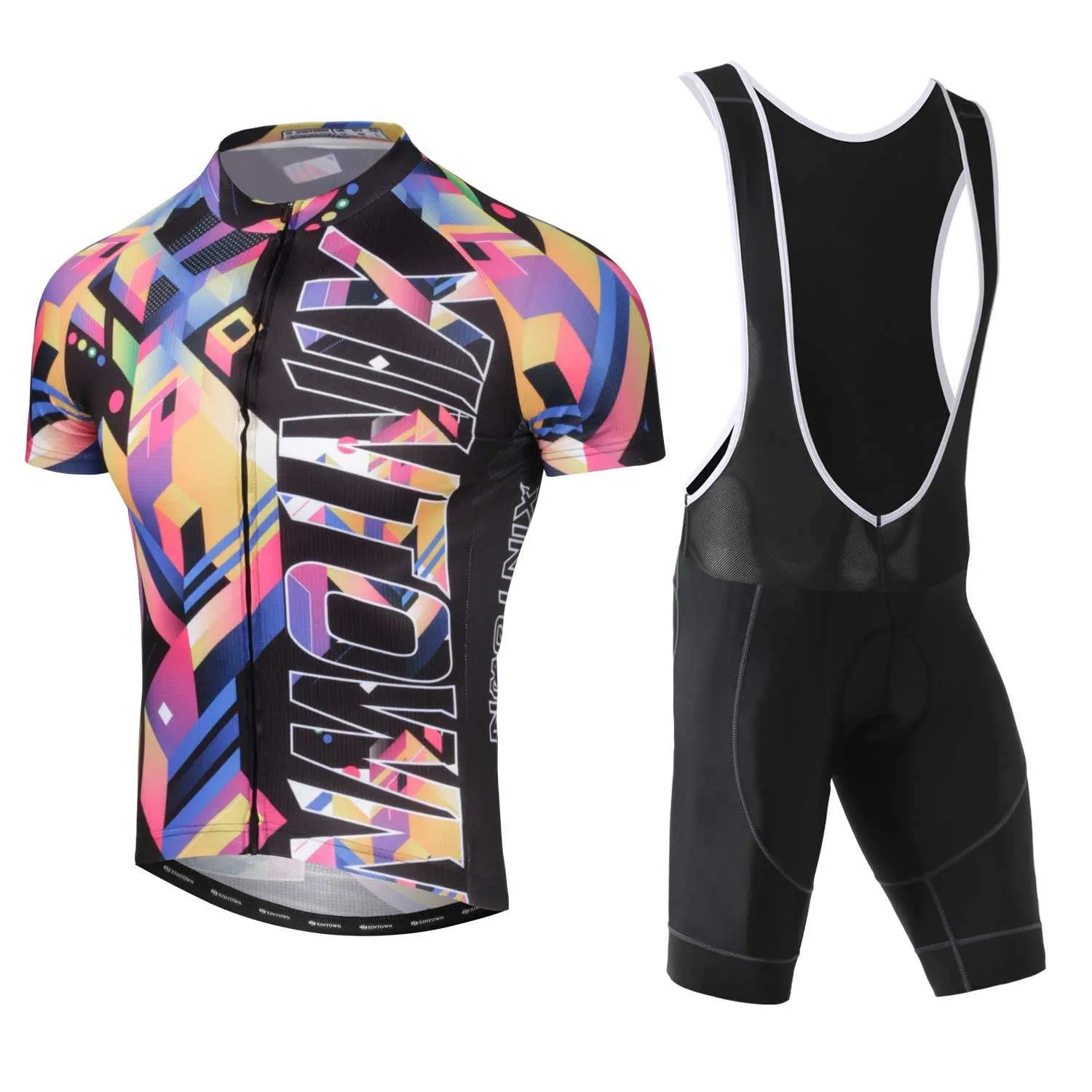 Custom cycling jersey and black bib shorts set