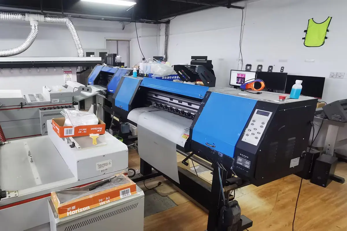 Blue printer in the jersey decoration room